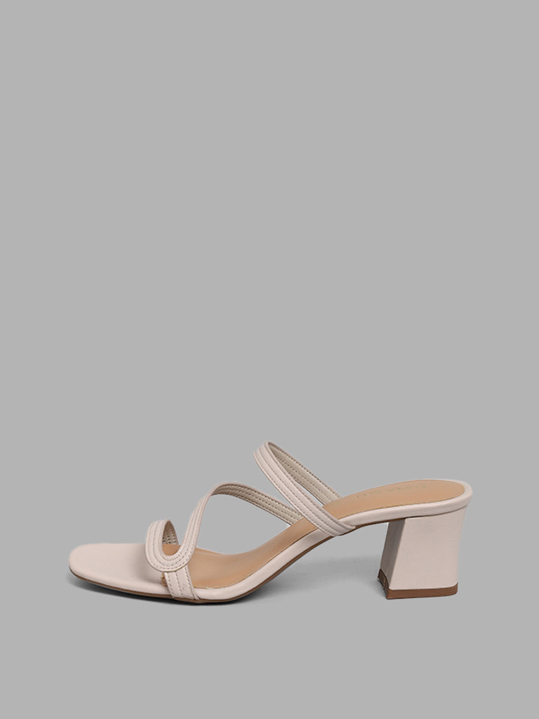 Ivory Bridal Mules with Crystal Strap Detail | Bella Belle